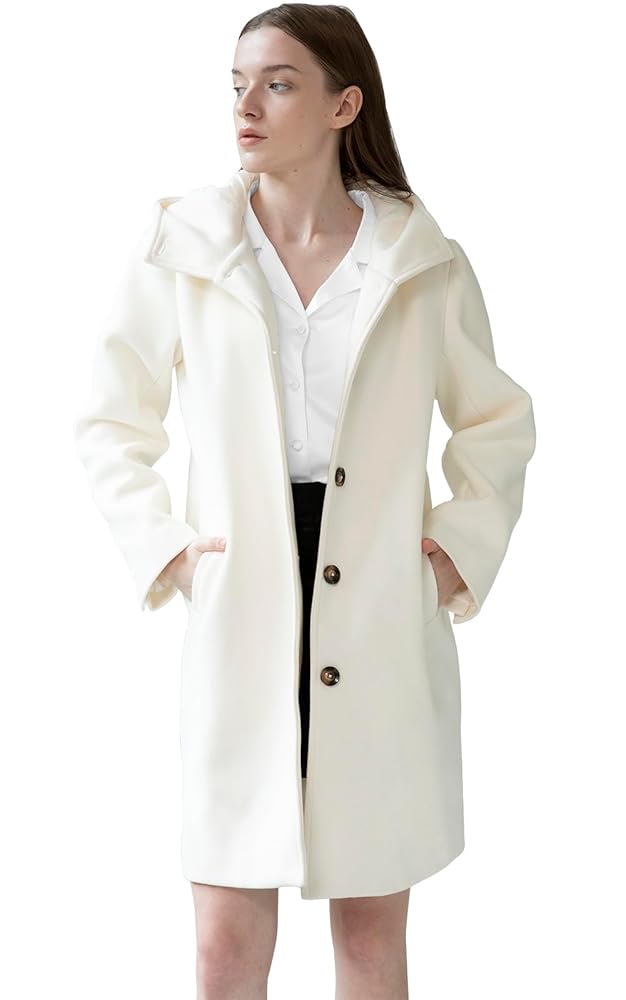 Amazon.com: Women's Elegant Wool Blend Pea Trench Coat Mid